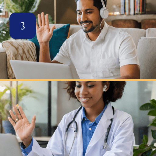 A doctor and patient talking over video call